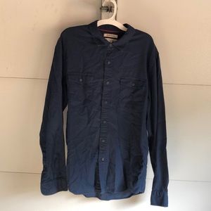 Casual navy blue button down shirt slim fit